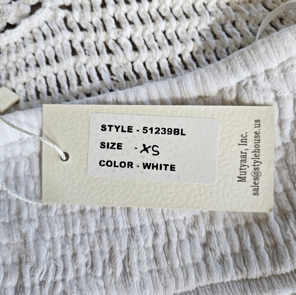 NWT Sim & Sam Crotchet Halter Top White Womens Extra Small XS - Picture 7 of 10